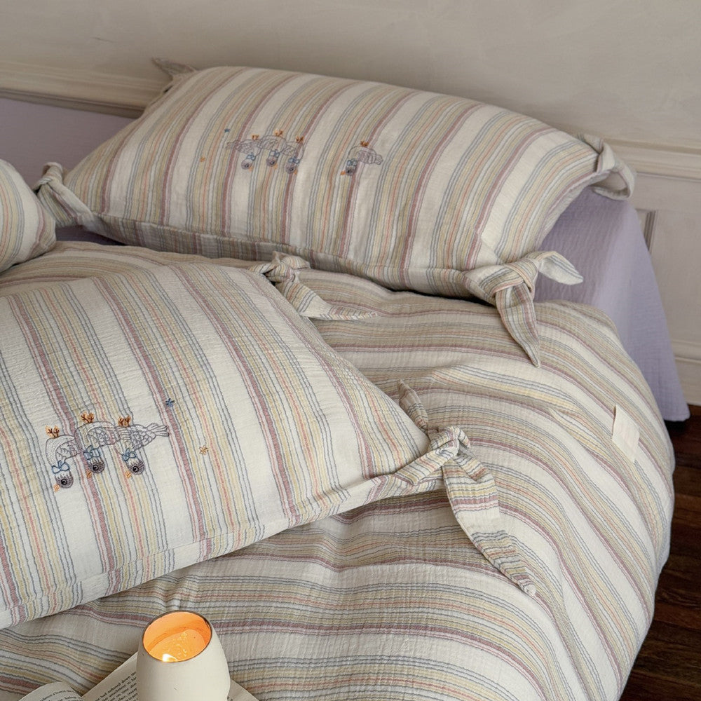 Stripe Cotton Gauze Duvet Cover - StuffedHome