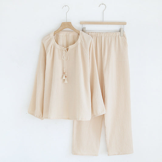 Cotton Gauze Women's Pajama Set - StuffedHome