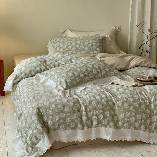 Floral Jacquard Cotton Bedding Set