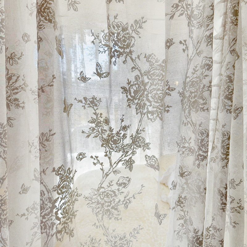 Sheer floral lace canopy curtains for four-poster bed, StuffedHome sustainable bedding