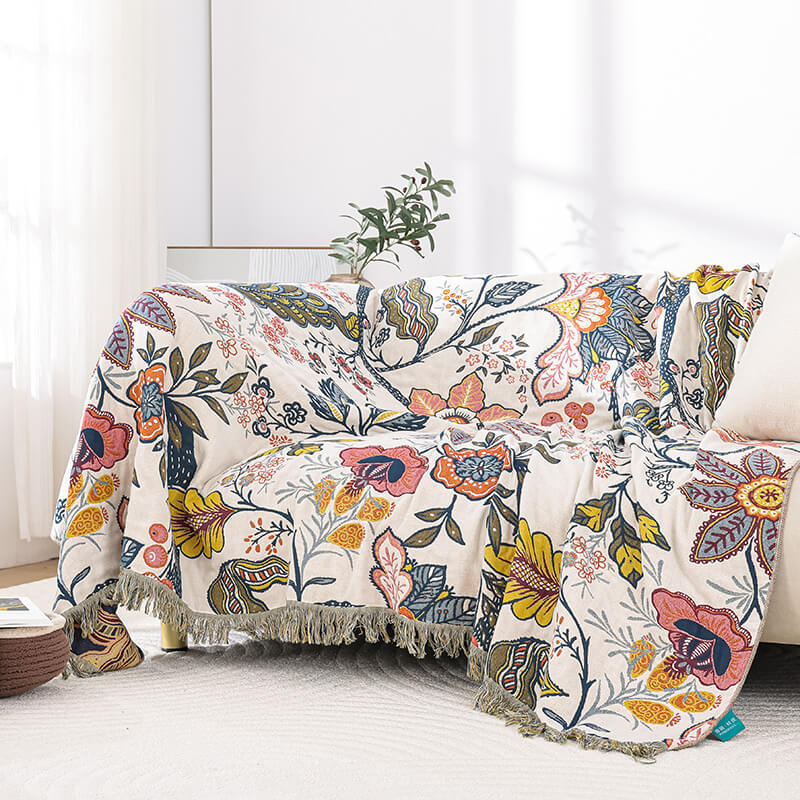 Jacquard Cotton Throw Blanket - StuffedHome