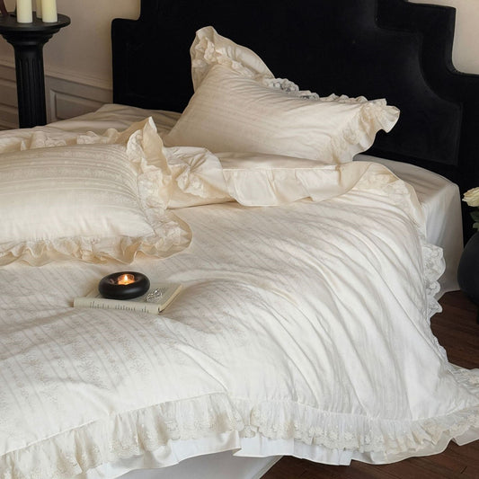 Long-Staple Cotton Lace Ruffle Bedding Set