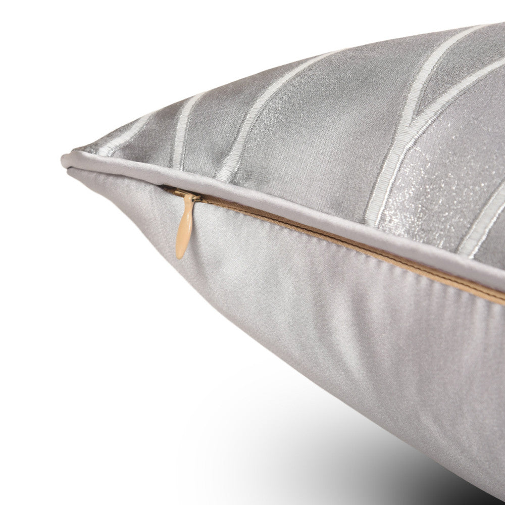 Modern geometric silver decorative pillow cover with zipper, luxury home decor