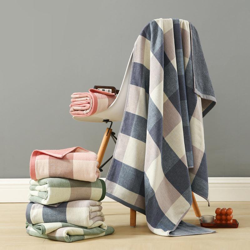 Plaid Bathroom Towel Sets Cotton - StuffedHome