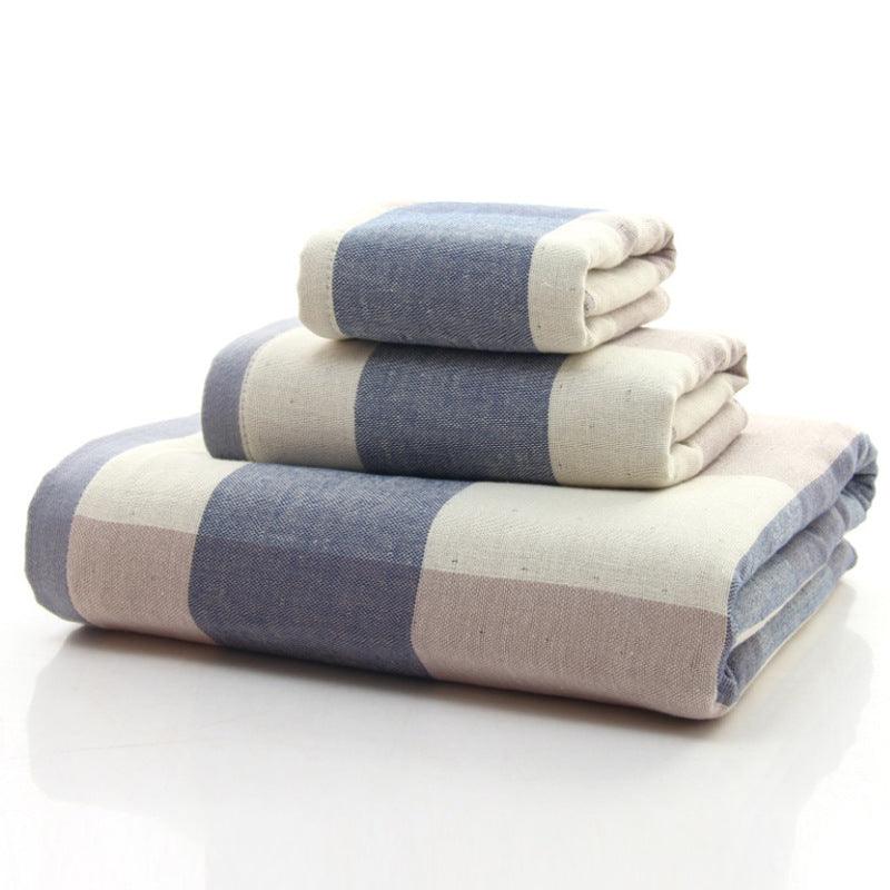 Plaid Bathroom Towel Sets Cotton - StuffedHome