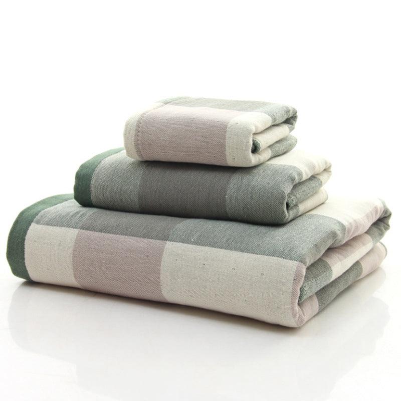 Plaid Bathroom Towel Sets Cotton - StuffedHome