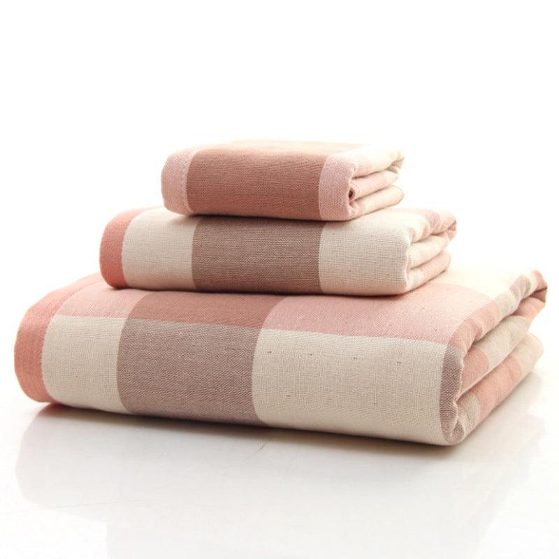 Plaid Bathroom Towel Sets Cotton - StuffedHome