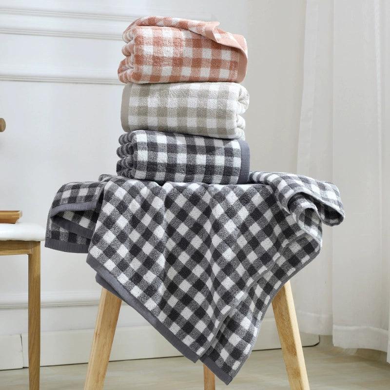 Plaid Pure Cotton Towel Sets - StuffedHome