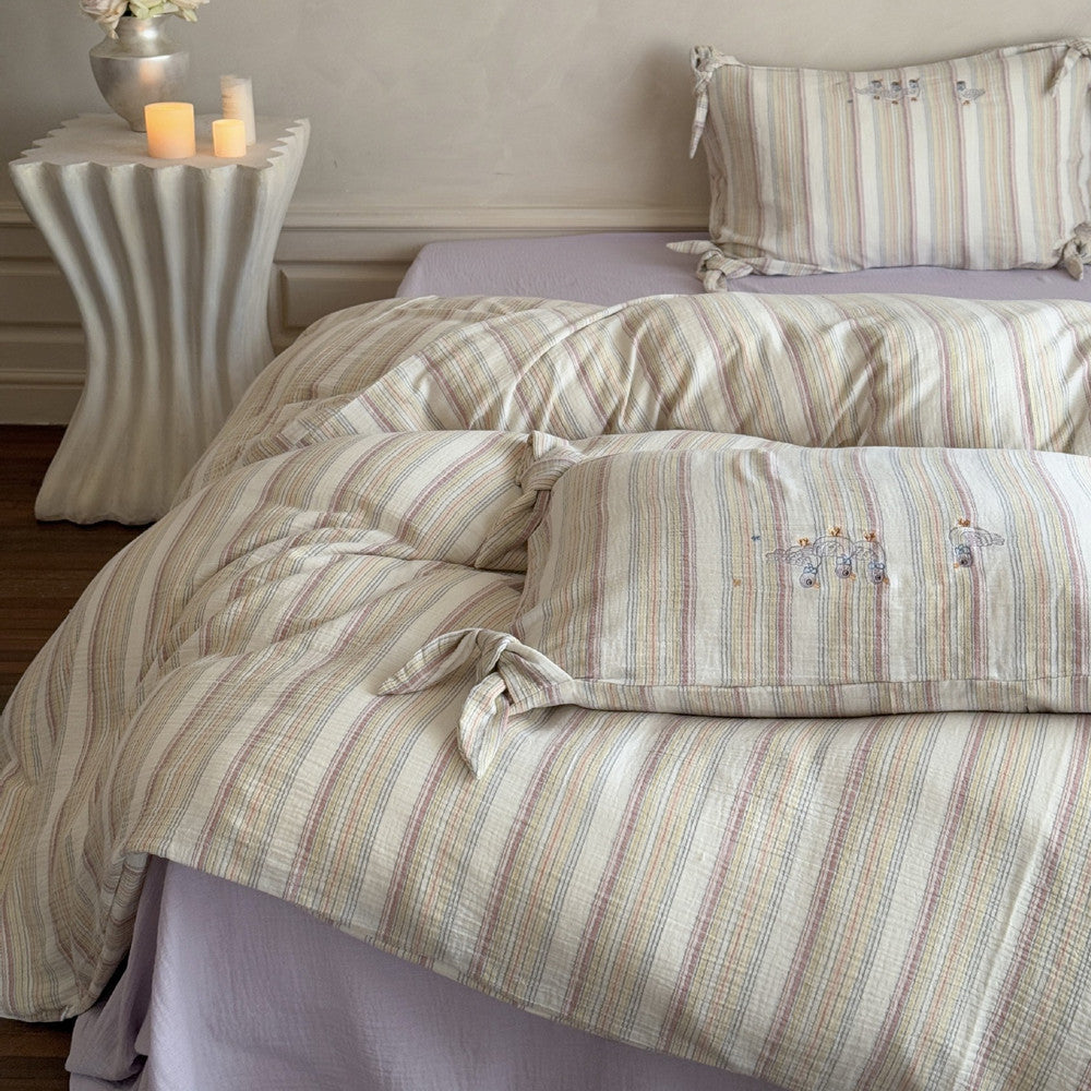 Stripe Cotton Gauze Duvet Cover - StuffedHome