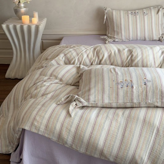 Stripe Cotton Gauze Duvet Cover - StuffedHome