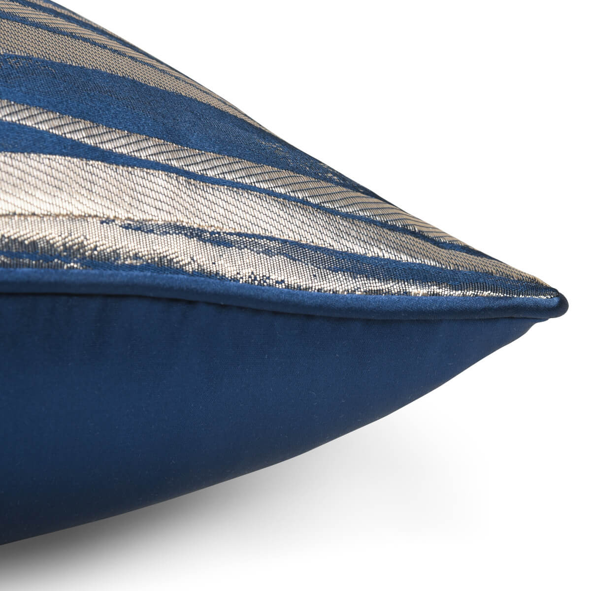 Blue and beige striped decorative pillow cover, luxury cotton bedding by StuffedHome