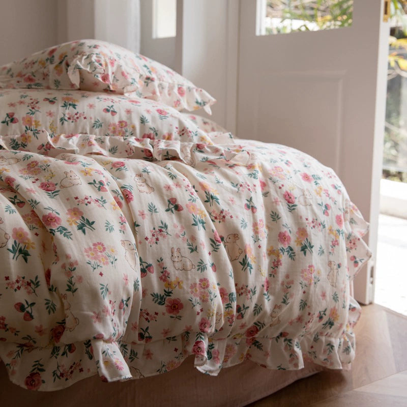 Bunny Floral Bedding Set - StuffedHome