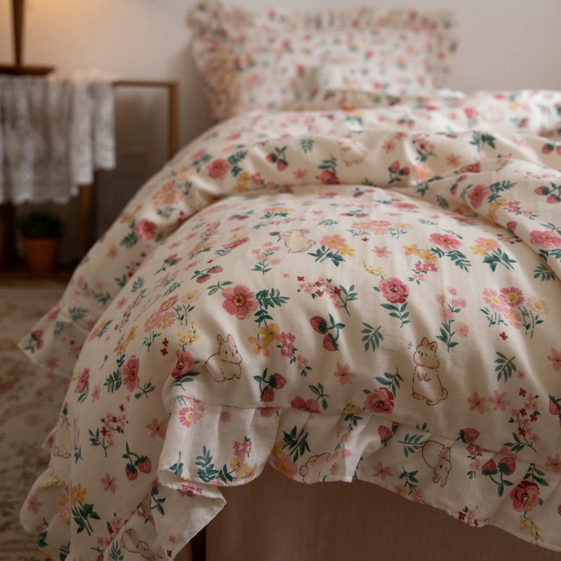 Bunny Floral Bedding Set - StuffedHome