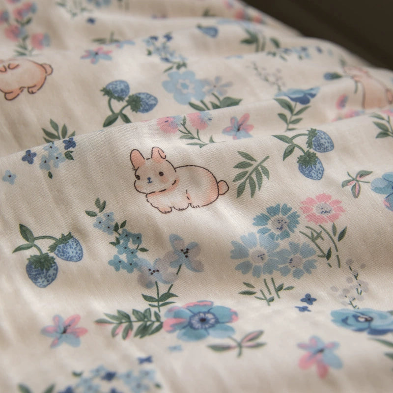 Bunny Floral Bedding Set - StuffedHome