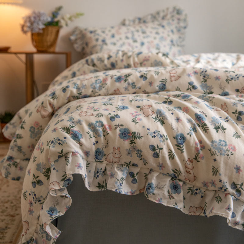 Bunny Floral Bedding Set - StuffedHome