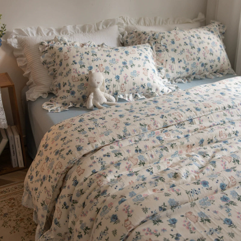 Bunny Floral Bedding Set - StuffedHome