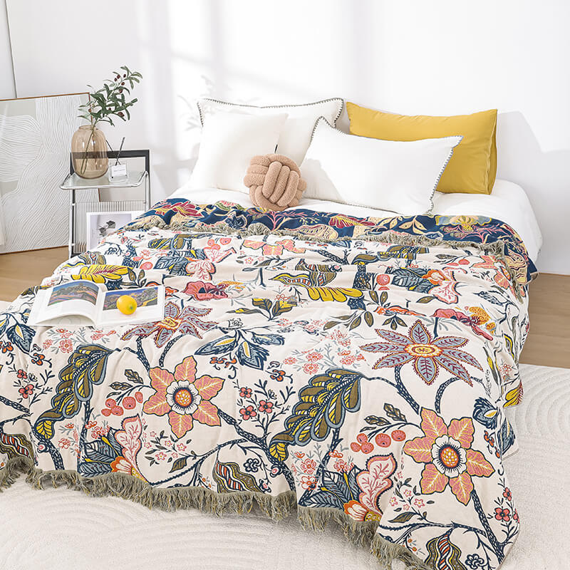 Jacquard Cotton Throw Blanket - StuffedHome