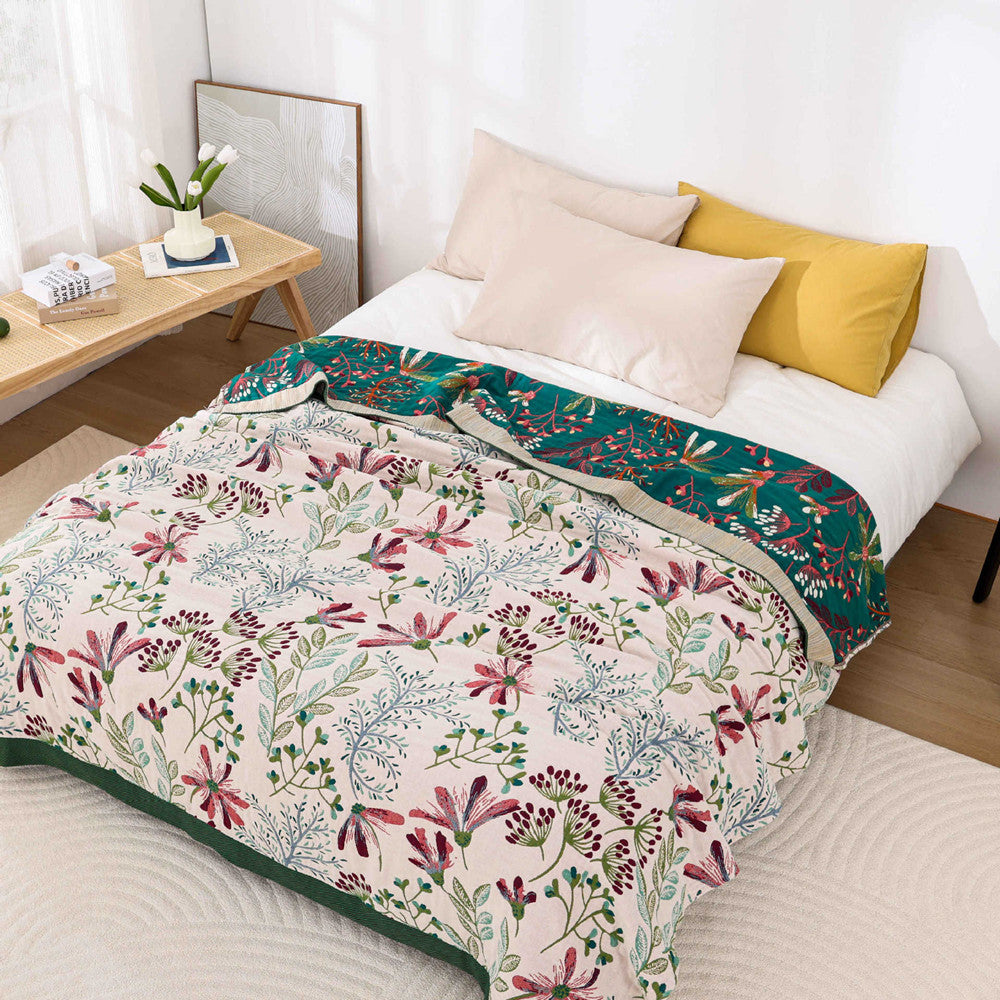 Reversible Floral Nordic Throw Blanket - StuffedHome