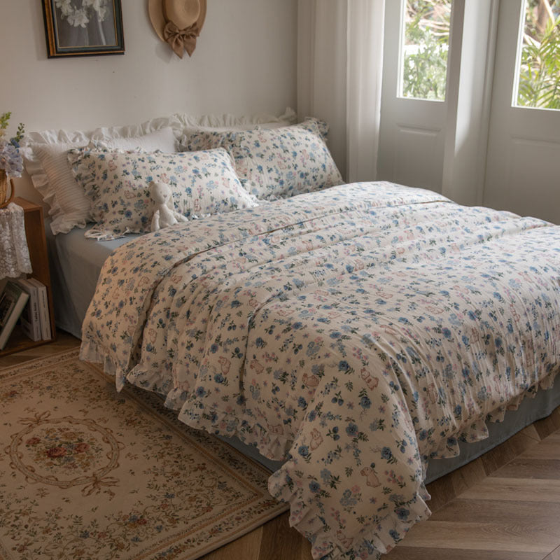 Bunny Floral Bedding Set - StuffedHome