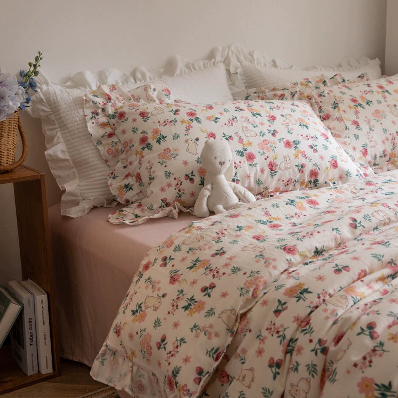 Bunny Floral Bedding Set - StuffedHome