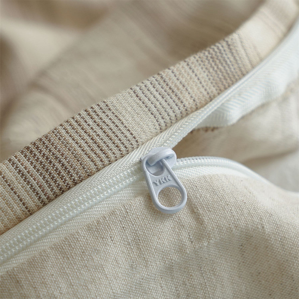 Striped Cotton and Linen Bedding Set - StuffedHome