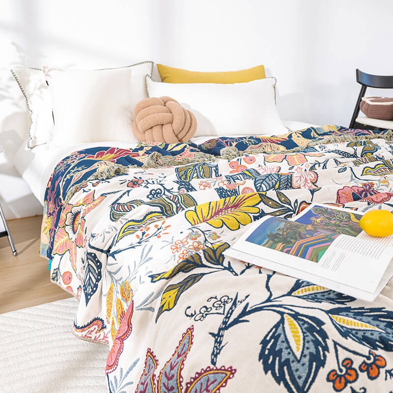 Jacquard Cotton Throw Blanket - StuffedHome