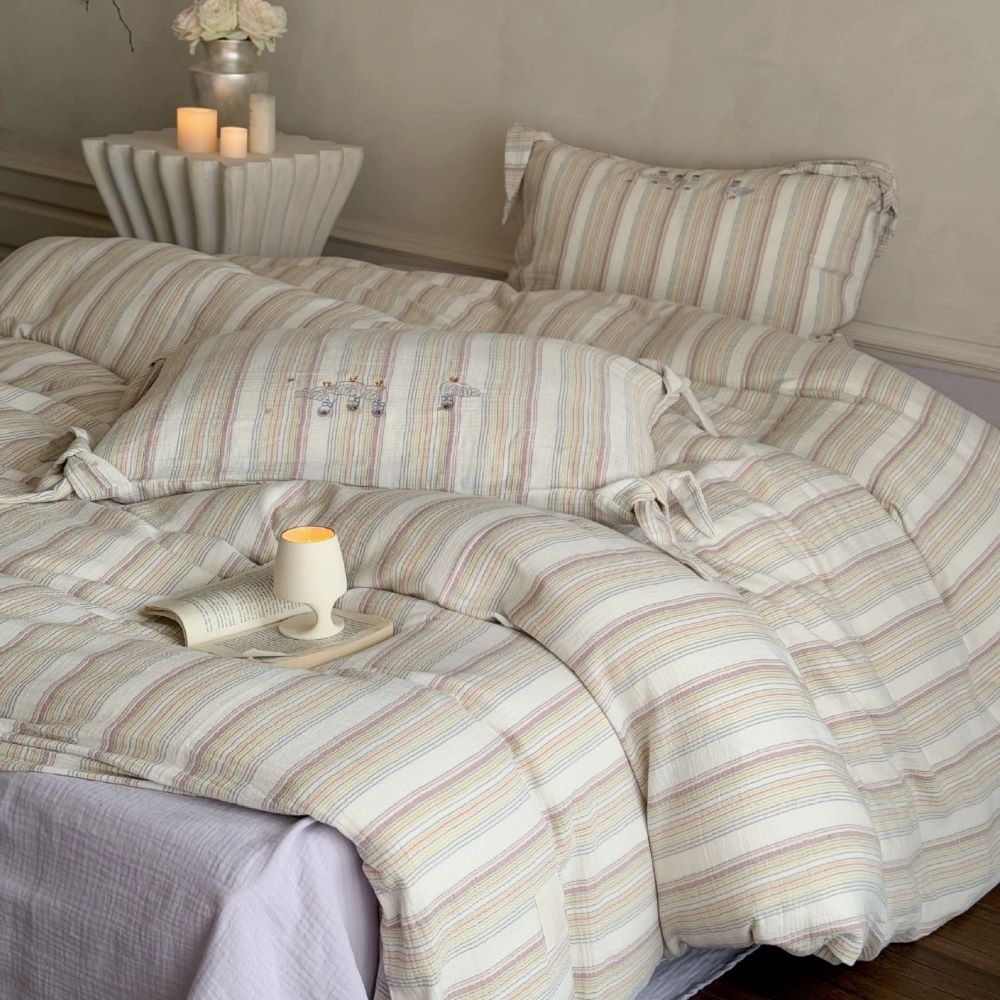 Stripe Cotton Gauze Duvet Cover - StuffedHome