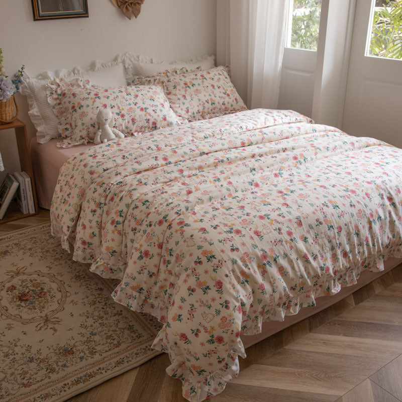 Bunny Floral Bedding Set - StuffedHome