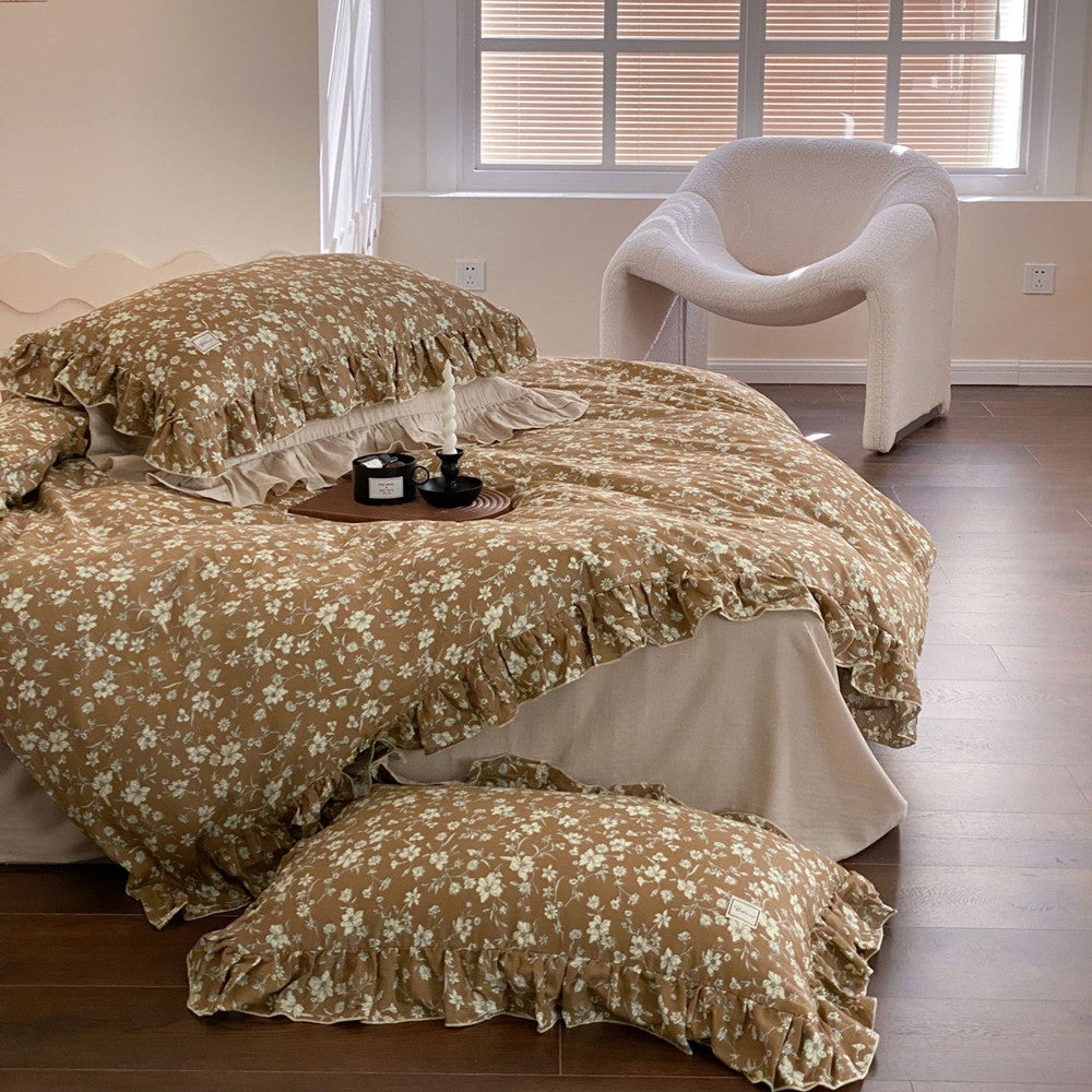 Earth Tone Floral Bedding Set - StuffedHome