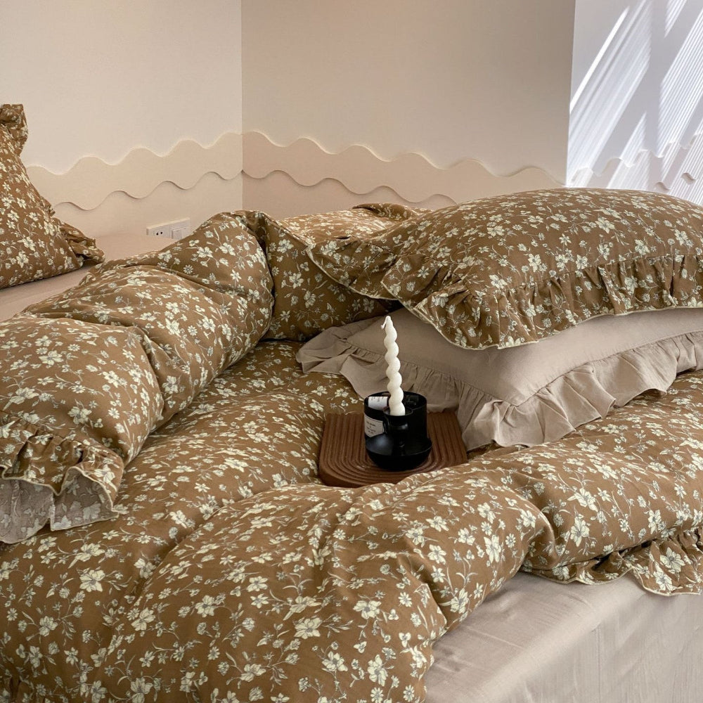 Earth Tone Floral Bedding Set - StuffedHome