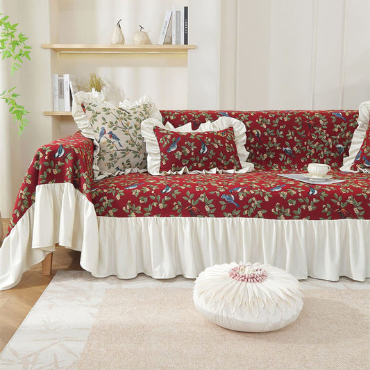 Floral & Bird Print Sofa Slipcover - StuffedHome