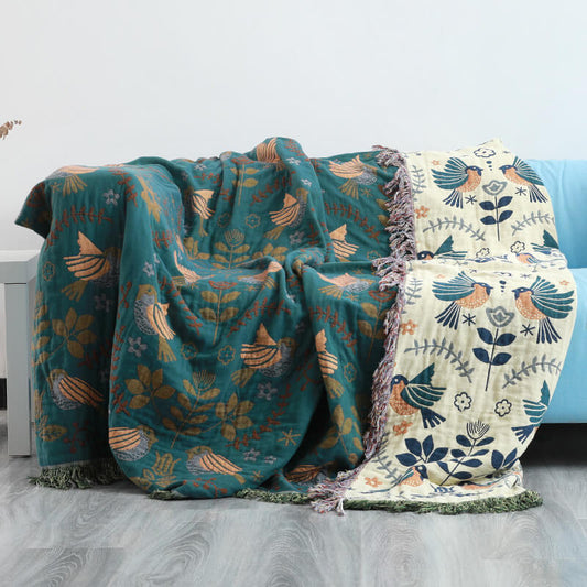 Floral Throw Blanket Green - StuffedHome