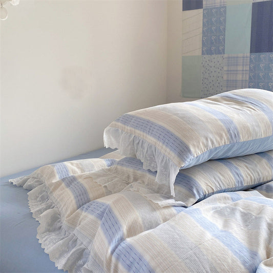 Fresh Pastel Stripe Bedding Set - StuffedHome