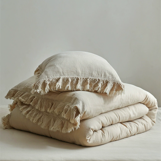 Cotton Fringe Duvet Cover Set - StuffedHome