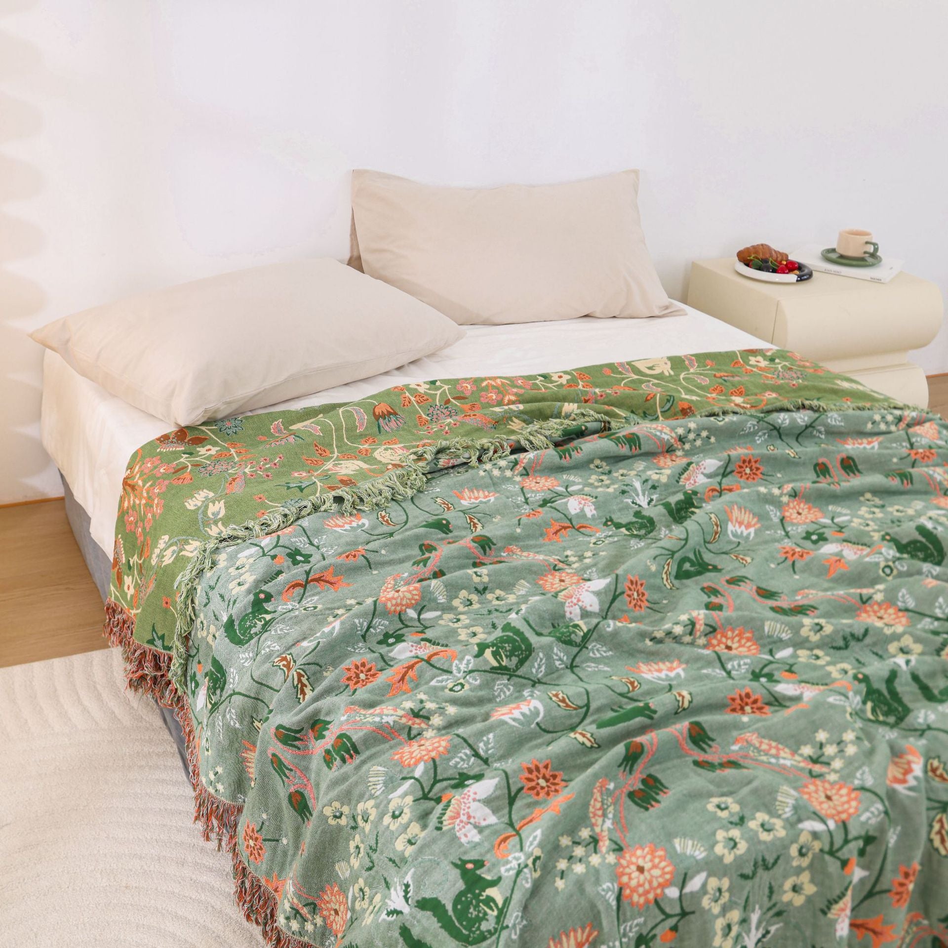Green Throw Blanket for Bed - StuffedHome