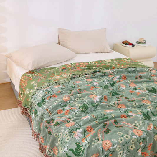 Green Throw Blanket for Bed - StuffedHome