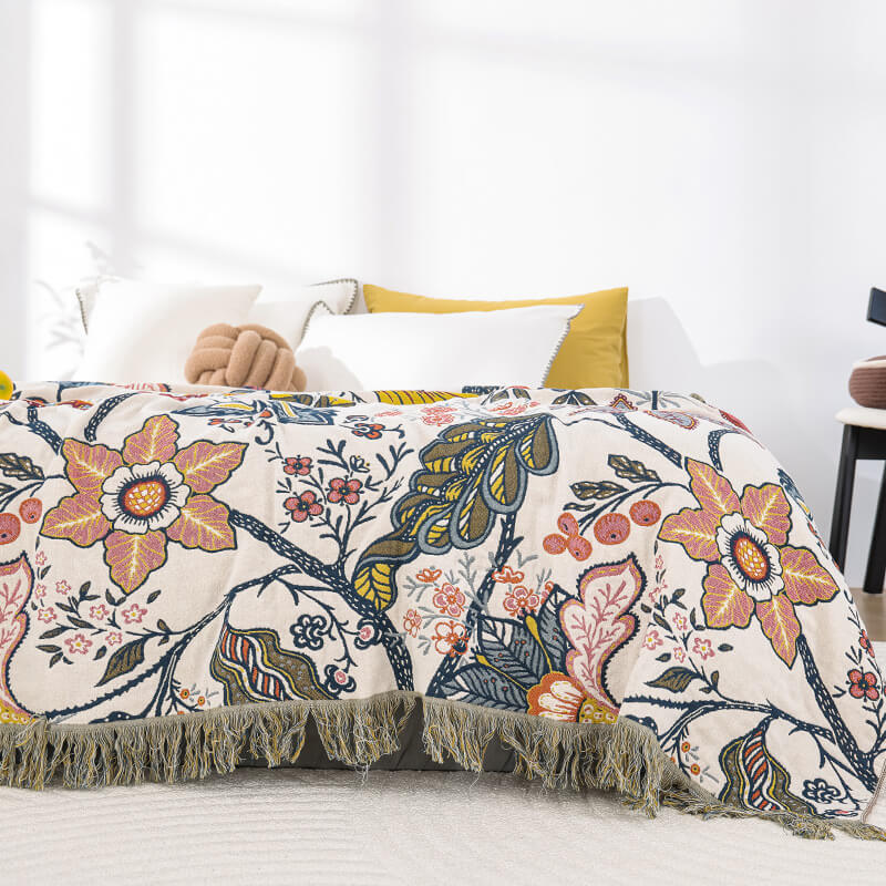 Jacquard Cotton Throw Blanket - StuffedHome