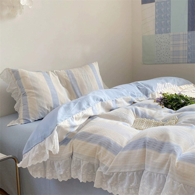 Fresh Pastel Stripe Bedding Set - StuffedHome