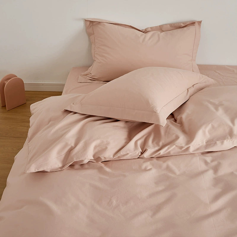 Pink Brushed Cotton Duvet Cover Set on a bed, showcasing the Soft & Cozy Bedding in a gentle shade.