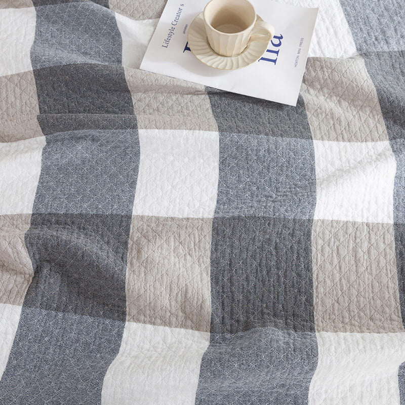 Cotton Plaid Queen Blanket - StuffedHome