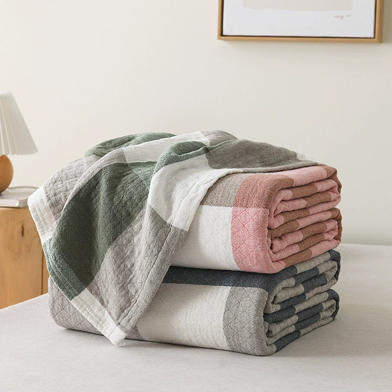 Cotton Plaid Queen Blanket - StuffedHome