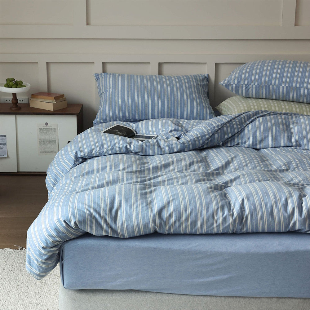 Striped Cotton Bedding Set - StuffedHome
