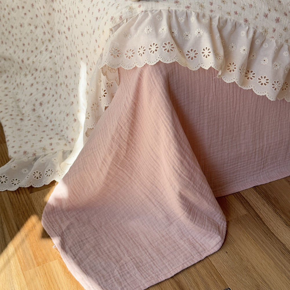 Ruffled thin quilt floral cotton comforter side detail