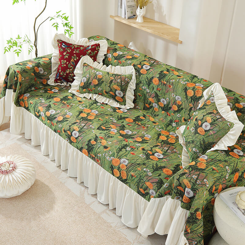 Ruffled Sofa Slipcover - StuffedHome