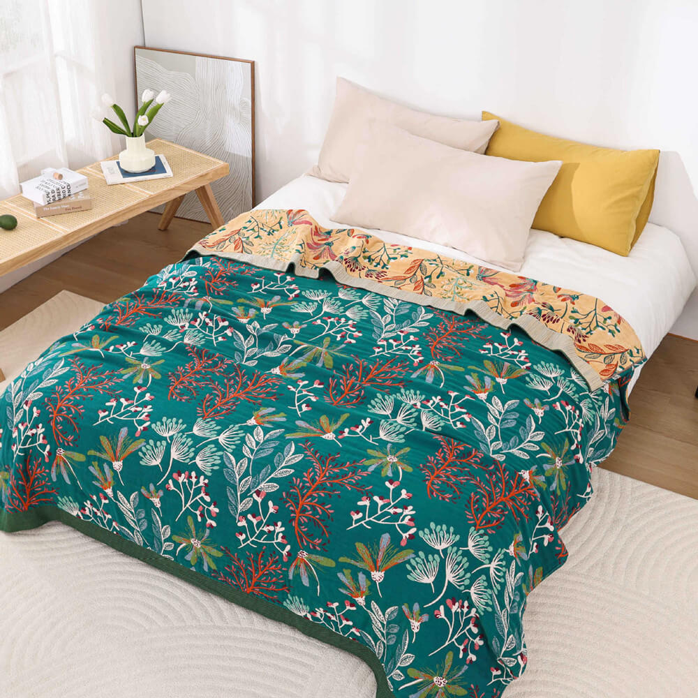 Reversible Floral Nordic Throw Blanket - StuffedHome