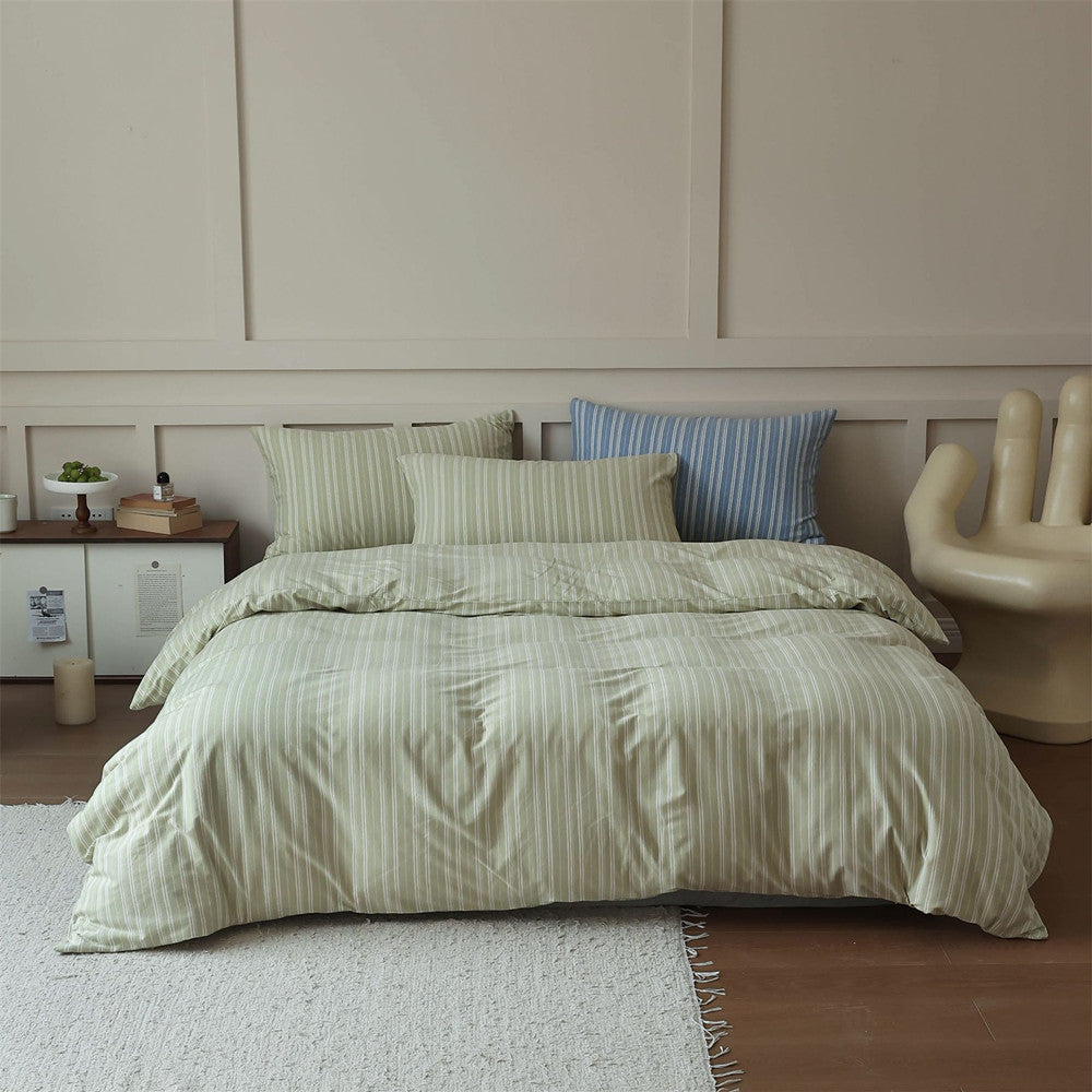 Striped Cotton Bedding Set - StuffedHome