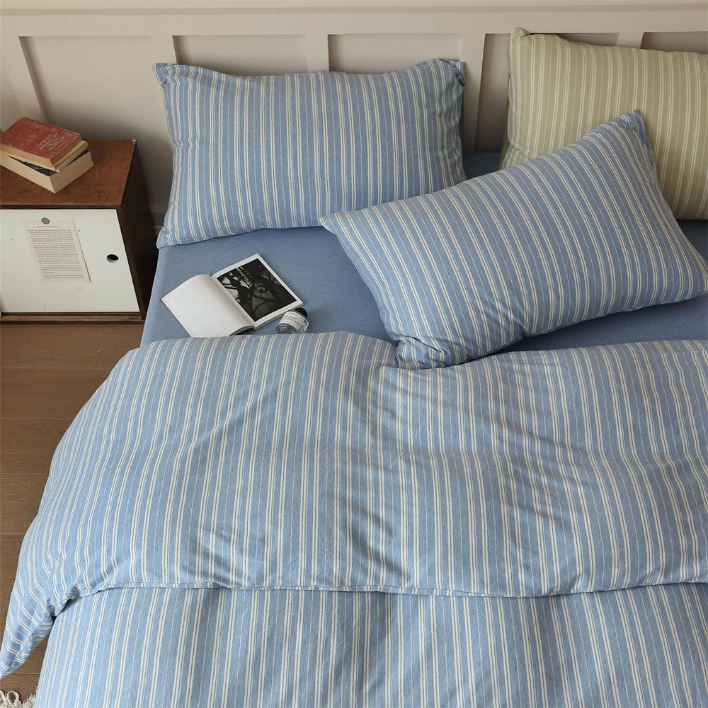 Striped Cotton Bedding Set - StuffedHome