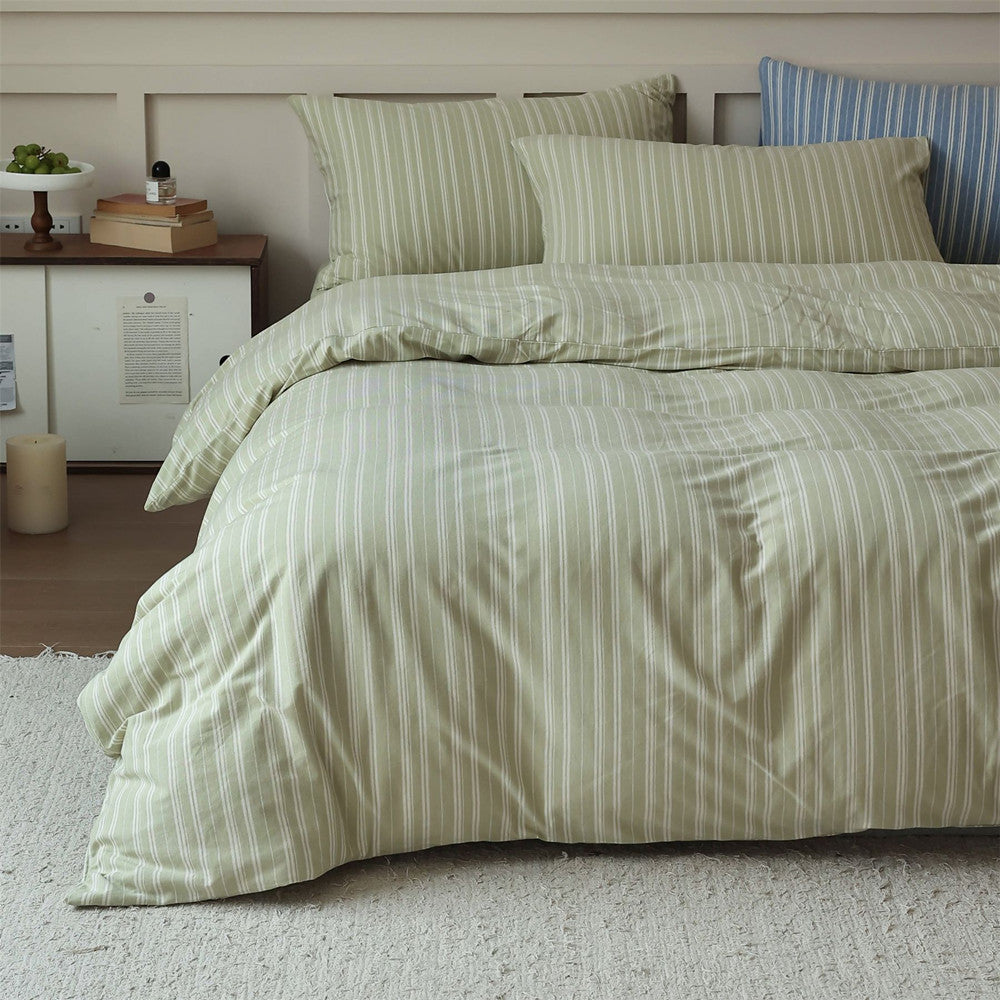 Striped Cotton Bedding Set - StuffedHome