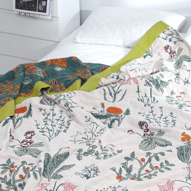 Vintage Floral Woven Throw Blanket - StuffedHome