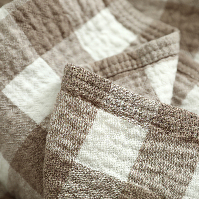 Plaid Cotton Muslin Bed Blanket - StuffedHome